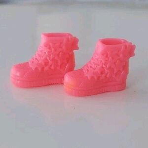 Barbie Doll Tennis Shoes Pink Stars High Top Sneakers Faux Laces Mattel